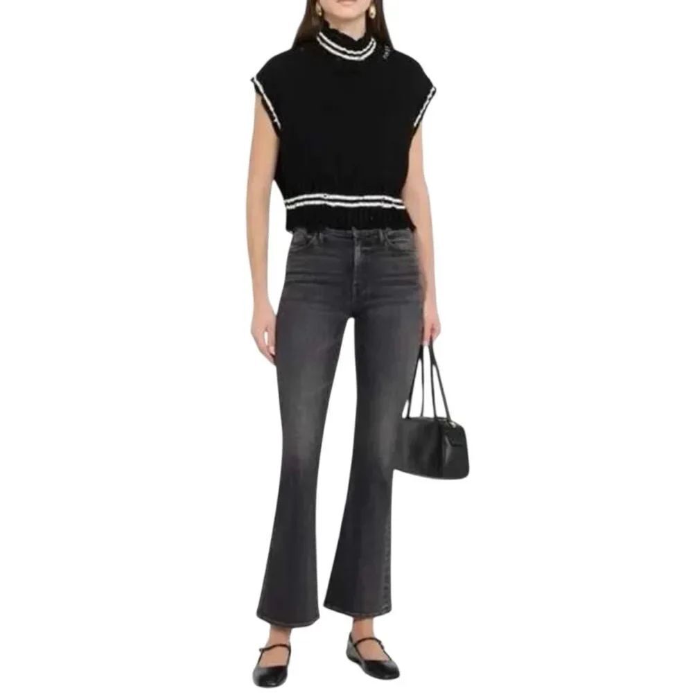 MOTHER The Weekender Deep End Black Wide Leg Flare Vintage Inspired Jeans Sz 27